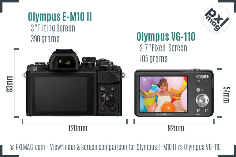 Olympus E-M10 II vs Olympus VG-110 Screen and Viewfinder comparison