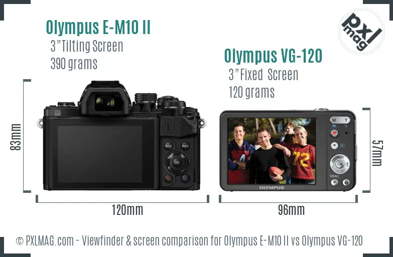 Olympus E-M10 II vs Olympus VG-120 Screen and Viewfinder comparison