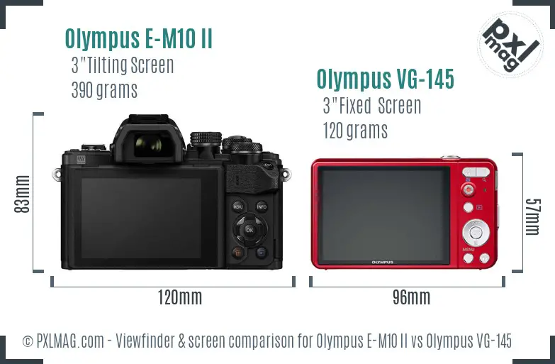 Olympus E-M10 II vs Olympus VG-145 Screen and Viewfinder comparison
