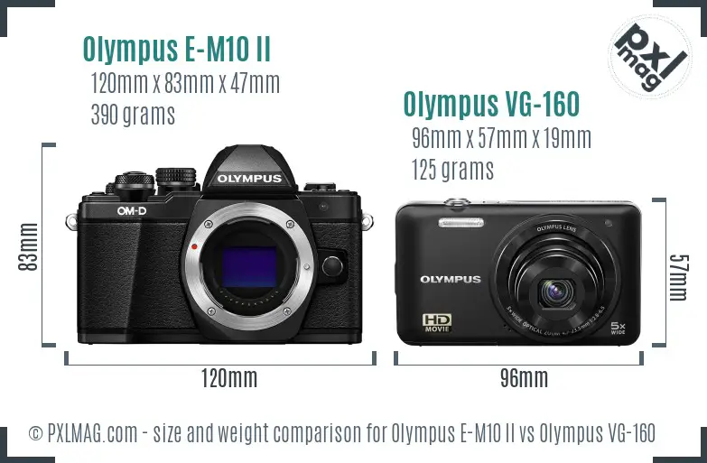 Olympus E-M10 II vs Olympus VG-160 size comparison