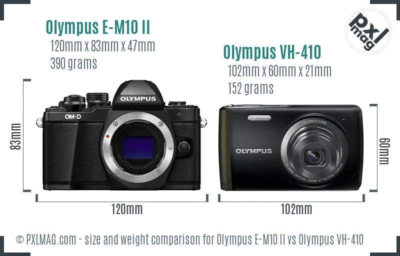 Olympus E-M10 II vs Olympus VH-410 size comparison