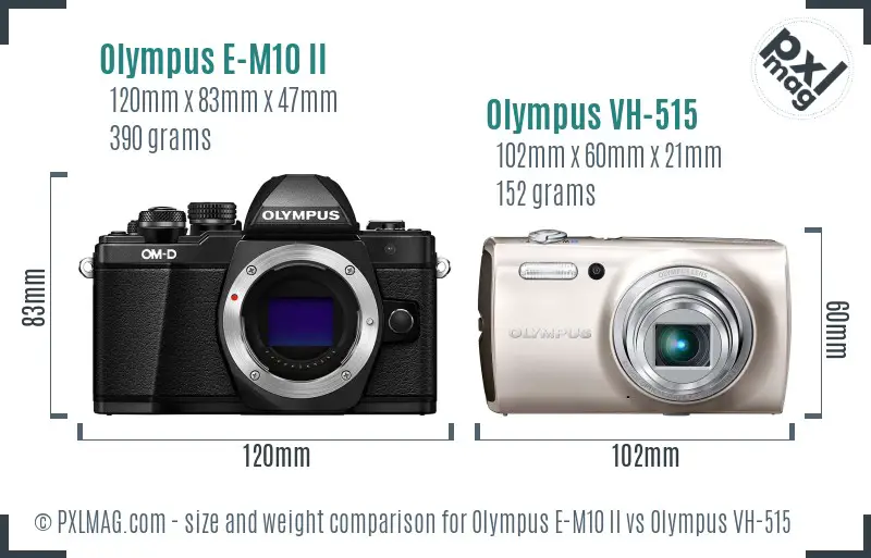 Olympus E-M10 II vs Olympus VH-515 size comparison