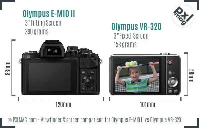 Olympus E-M10 II vs Olympus VR-320 Screen and Viewfinder comparison
