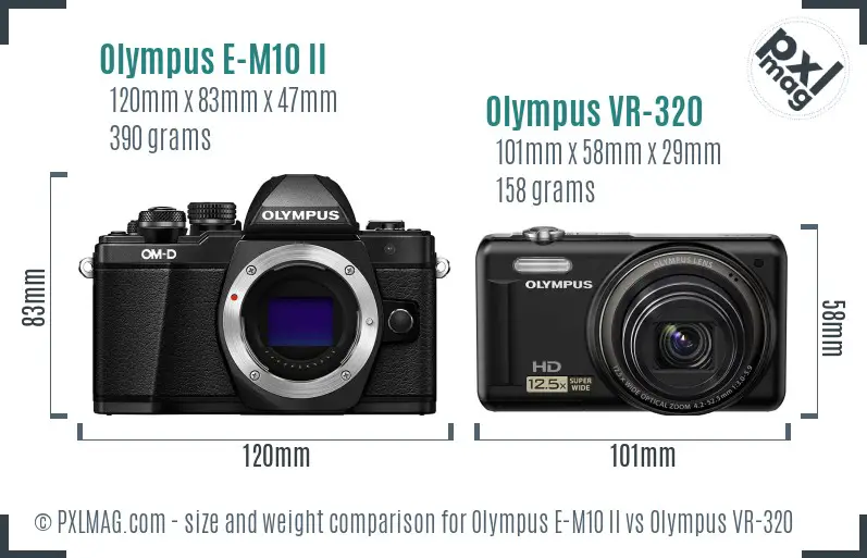 Olympus E-M10 II vs Olympus VR-320 size comparison