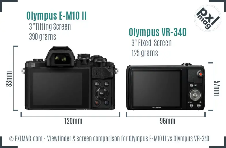 Olympus E-M10 II vs Olympus VR-340 Screen and Viewfinder comparison