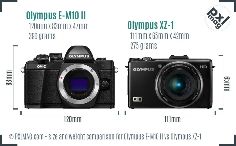 Olympus E-M10 II vs Olympus XZ-1 size comparison