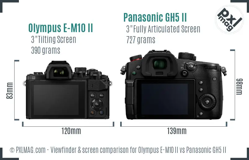 Olympus E-M10 II vs Panasonic GH5 II Screen and Viewfinder comparison