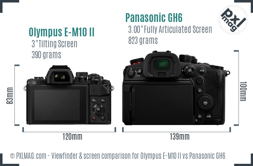 Olympus E-M10 II vs Panasonic GH6 Screen and Viewfinder comparison
