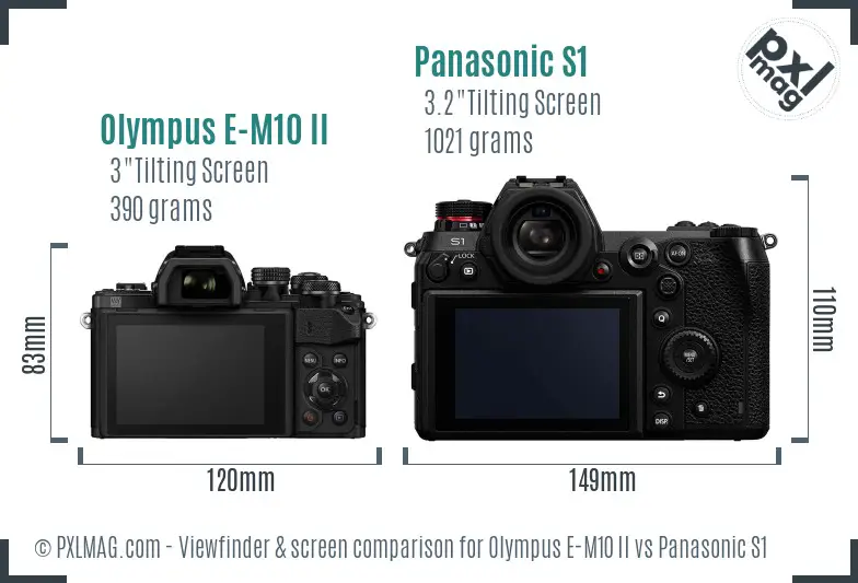 Olympus E-M10 II vs Panasonic S1 Screen and Viewfinder comparison