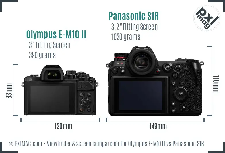 Olympus E-M10 II vs Panasonic S1R Screen and Viewfinder comparison