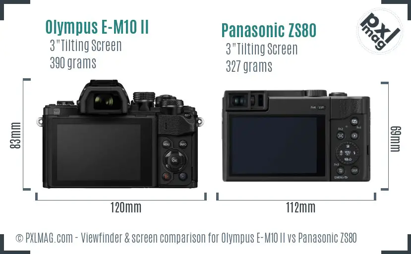 Olympus E-M10 II vs Panasonic ZS80 Screen and Viewfinder comparison