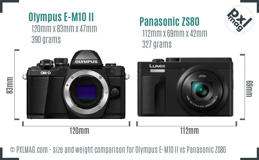 Olympus E-M10 II vs Panasonic ZS80 size comparison