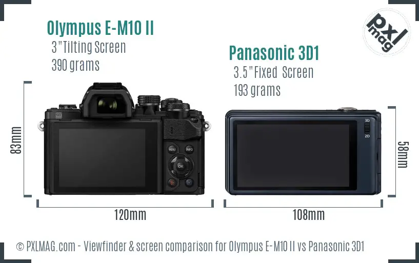 Olympus E-M10 II vs Panasonic 3D1 Screen and Viewfinder comparison