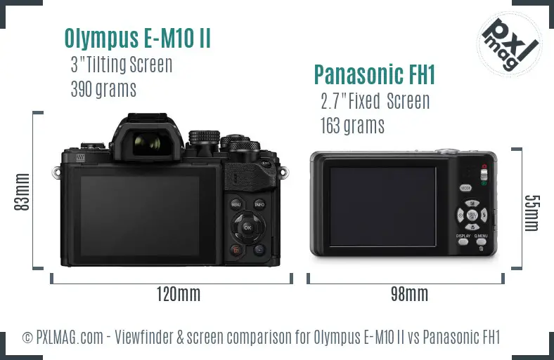 Olympus E-M10 II vs Panasonic FH1 Screen and Viewfinder comparison