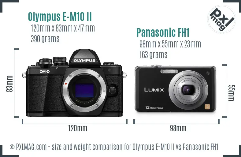 Olympus E-M10 II vs Panasonic FH1 size comparison