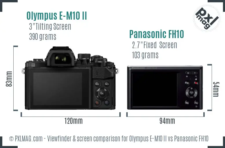 Olympus E-M10 II vs Panasonic FH10 Screen and Viewfinder comparison