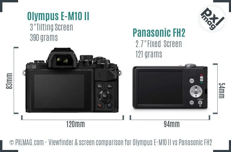 Olympus E-M10 II vs Panasonic FH2 Screen and Viewfinder comparison