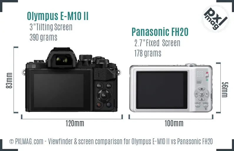 Olympus E-M10 II vs Panasonic FH20 Screen and Viewfinder comparison