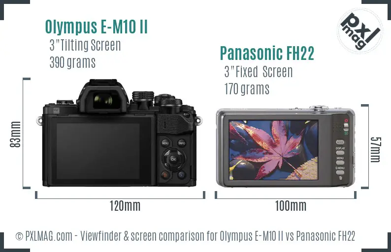 Olympus E-M10 II vs Panasonic FH22 Screen and Viewfinder comparison