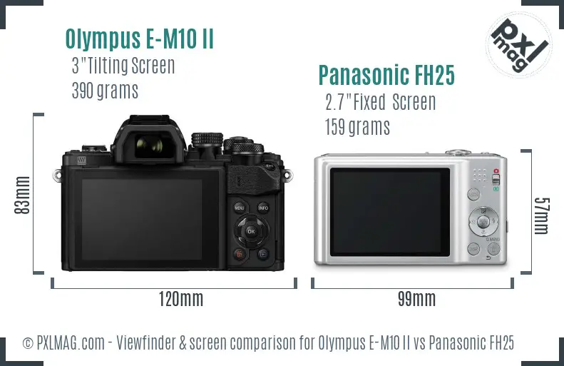 Olympus E-M10 II vs Panasonic FH25 Screen and Viewfinder comparison