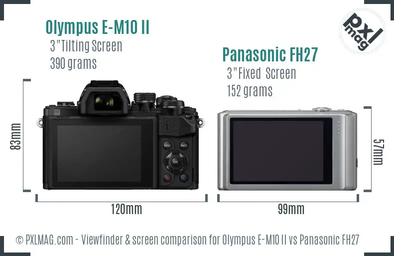 Olympus E-M10 II vs Panasonic FH27 Screen and Viewfinder comparison