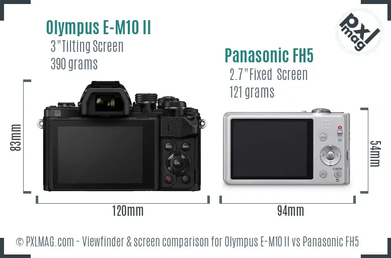 Olympus E-M10 II vs Panasonic FH5 Screen and Viewfinder comparison