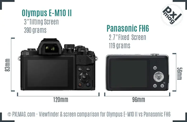 Olympus E-M10 II vs Panasonic FH6 Screen and Viewfinder comparison