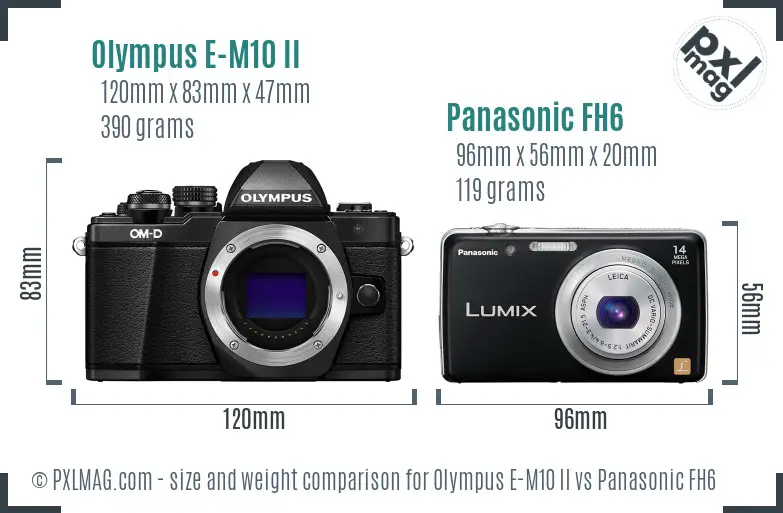 Olympus E-M10 II vs Panasonic FH6 size comparison