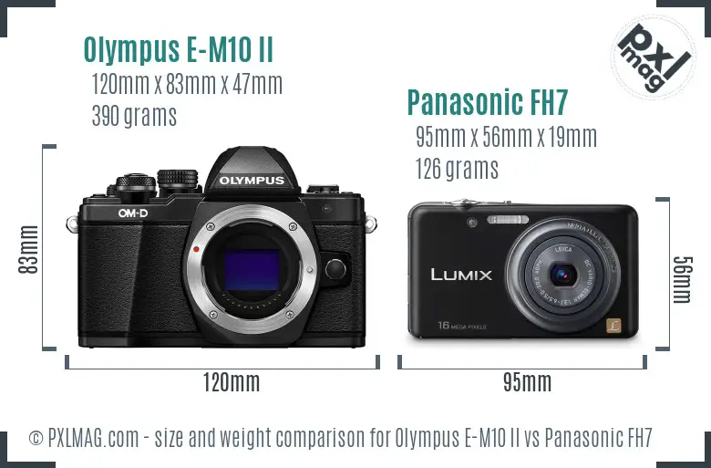 Olympus E-M10 II vs Panasonic FH7 size comparison