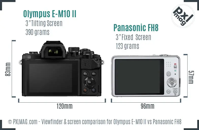 Olympus E-M10 II vs Panasonic FH8 Screen and Viewfinder comparison