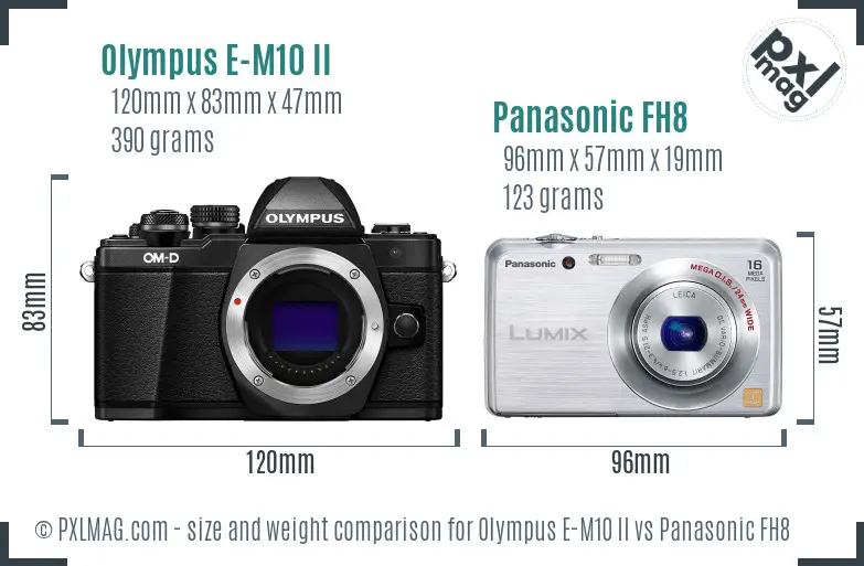 Olympus E-M10 II vs Panasonic FH8 size comparison