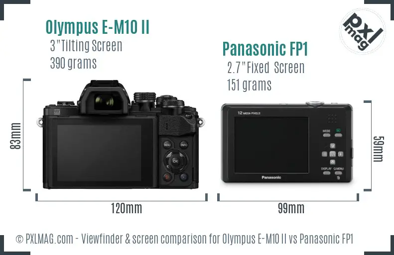 Olympus E-M10 II vs Panasonic FP1 Screen and Viewfinder comparison
