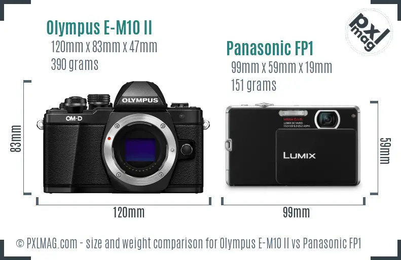 Olympus E-M10 II vs Panasonic FP1 size comparison