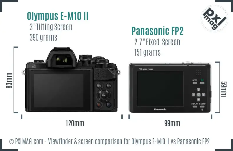 Olympus E-M10 II vs Panasonic FP2 Screen and Viewfinder comparison