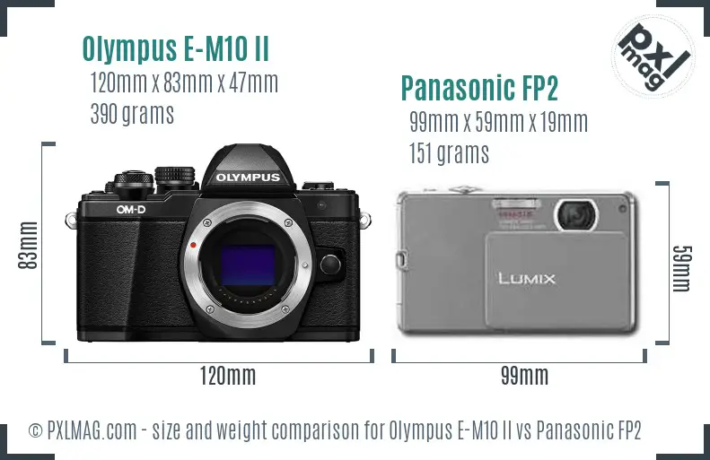 Olympus E-M10 II vs Panasonic FP2 size comparison