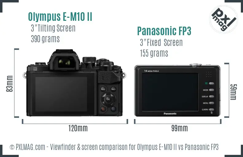 Olympus E-M10 II vs Panasonic FP3 Screen and Viewfinder comparison