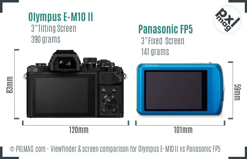 Olympus E-M10 II vs Panasonic FP5 Screen and Viewfinder comparison