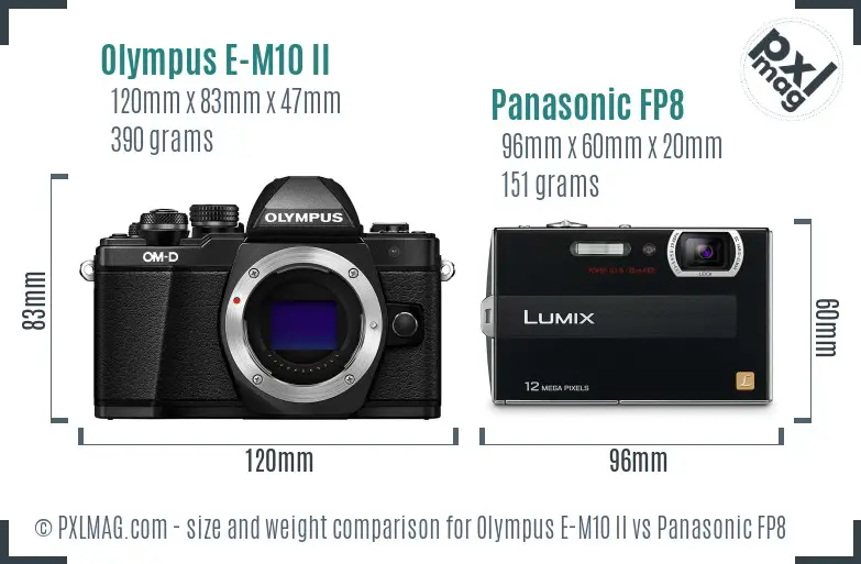 Olympus E-M10 II vs Panasonic FP8 size comparison