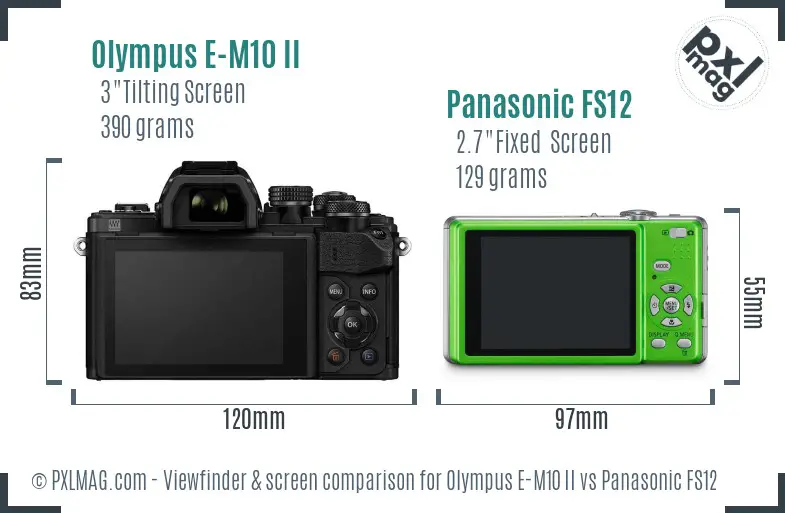 Olympus E-M10 II vs Panasonic FS12 Screen and Viewfinder comparison