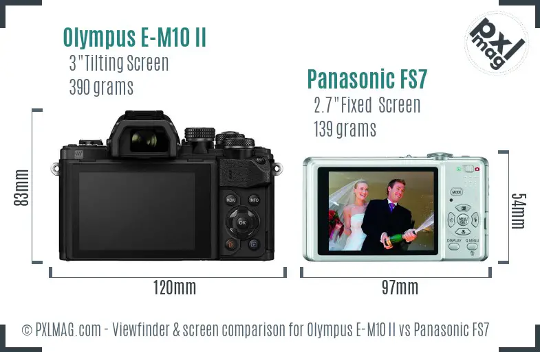 Olympus E-M10 II vs Panasonic FS7 Screen and Viewfinder comparison