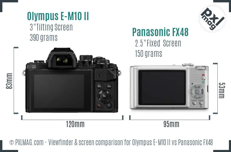 Olympus E-M10 II vs Panasonic FX48 Screen and Viewfinder comparison