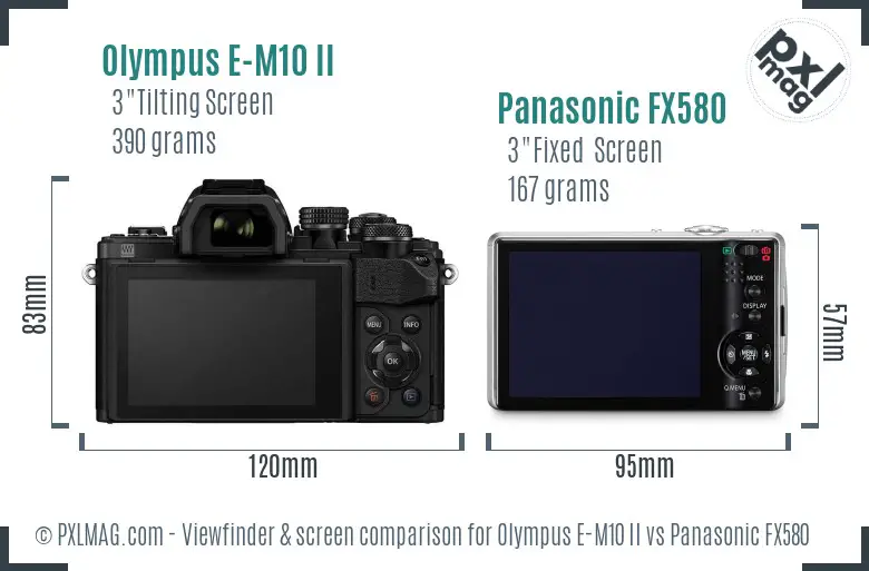 Olympus E-M10 II vs Panasonic FX580 Screen and Viewfinder comparison