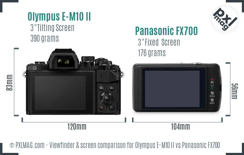 Olympus E-M10 II vs Panasonic FX700 Screen and Viewfinder comparison