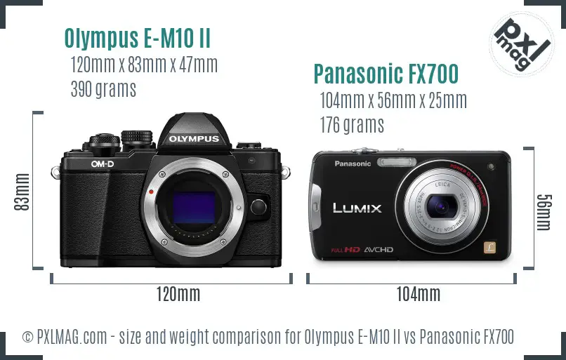 Olympus E-M10 II vs Panasonic FX700 size comparison