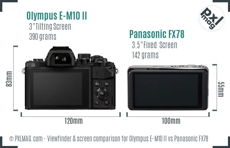 Olympus E-M10 II vs Panasonic FX78 Screen and Viewfinder comparison