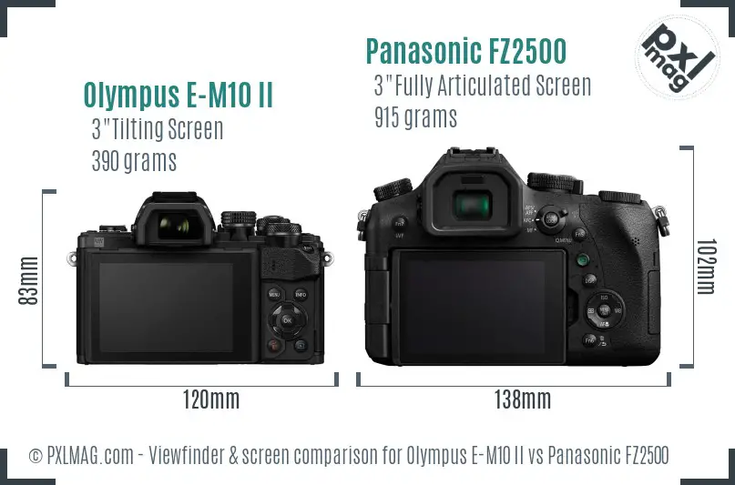 Olympus E-M10 II vs Panasonic FZ2500 Screen and Viewfinder comparison