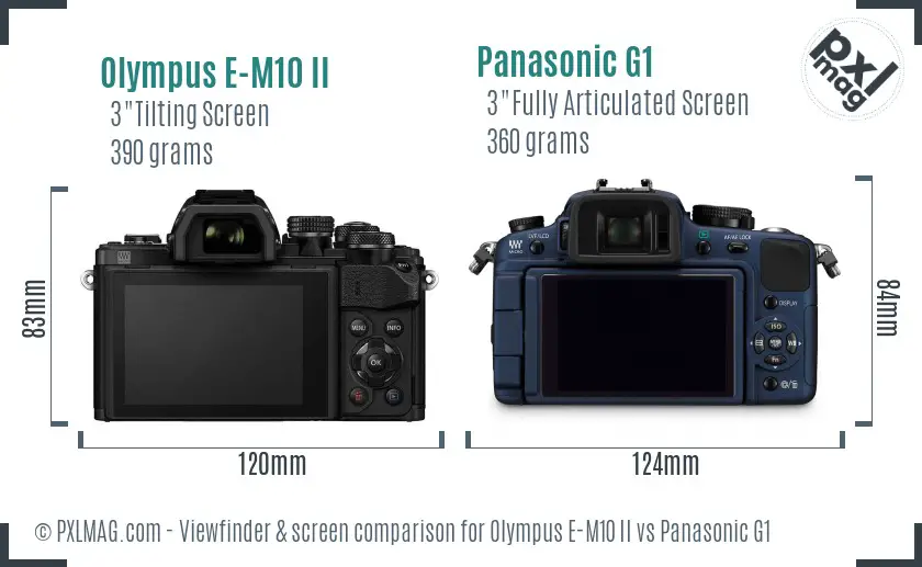 Olympus E-M10 II vs Panasonic G1 Screen and Viewfinder comparison