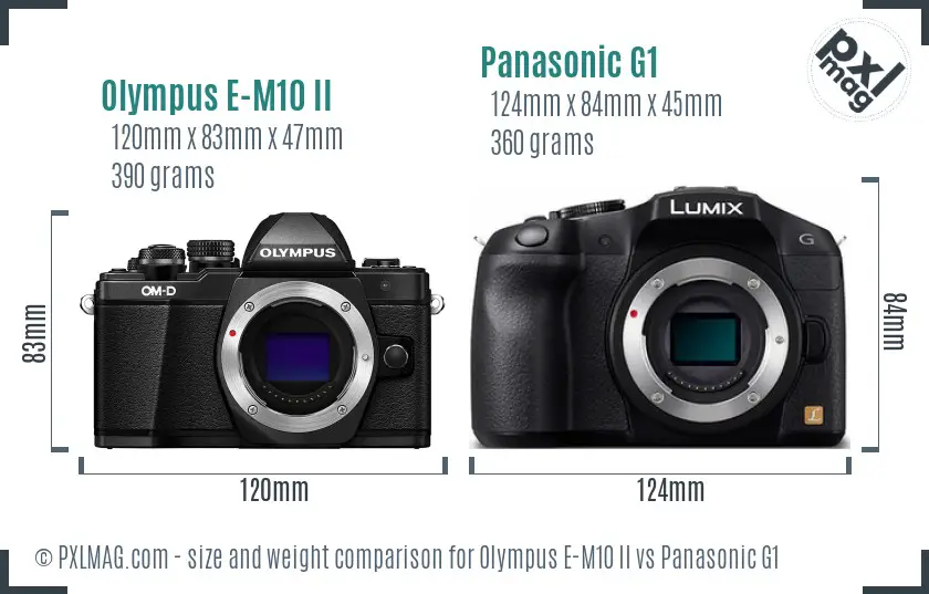 Olympus E-M10 II vs Panasonic G1 size comparison