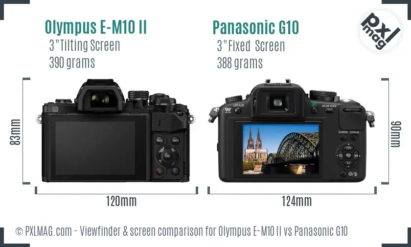 Olympus E-M10 II vs Panasonic G10 Screen and Viewfinder comparison