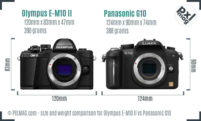 Olympus E-M10 II vs Panasonic G10 size comparison